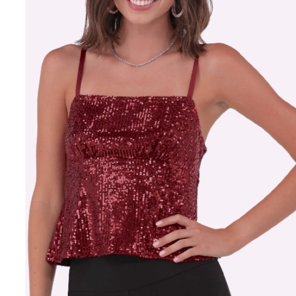 Red holiday going out - Sequin formal top y2k